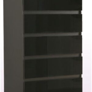 LOUISE 5 DRAWER TALL BLACK GLOSS  CHEST OF DRAWER