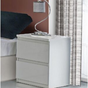 LOUISE 2 DRAWER WHITE GLOSS BEDSIDE