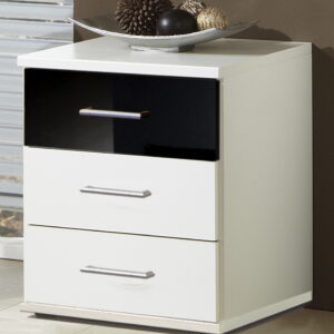 MILANO BLACK AND WHITE 3 DRAWER BEDSIDE