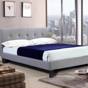 Hollywell Linen Fabric King Size Bed- Grey